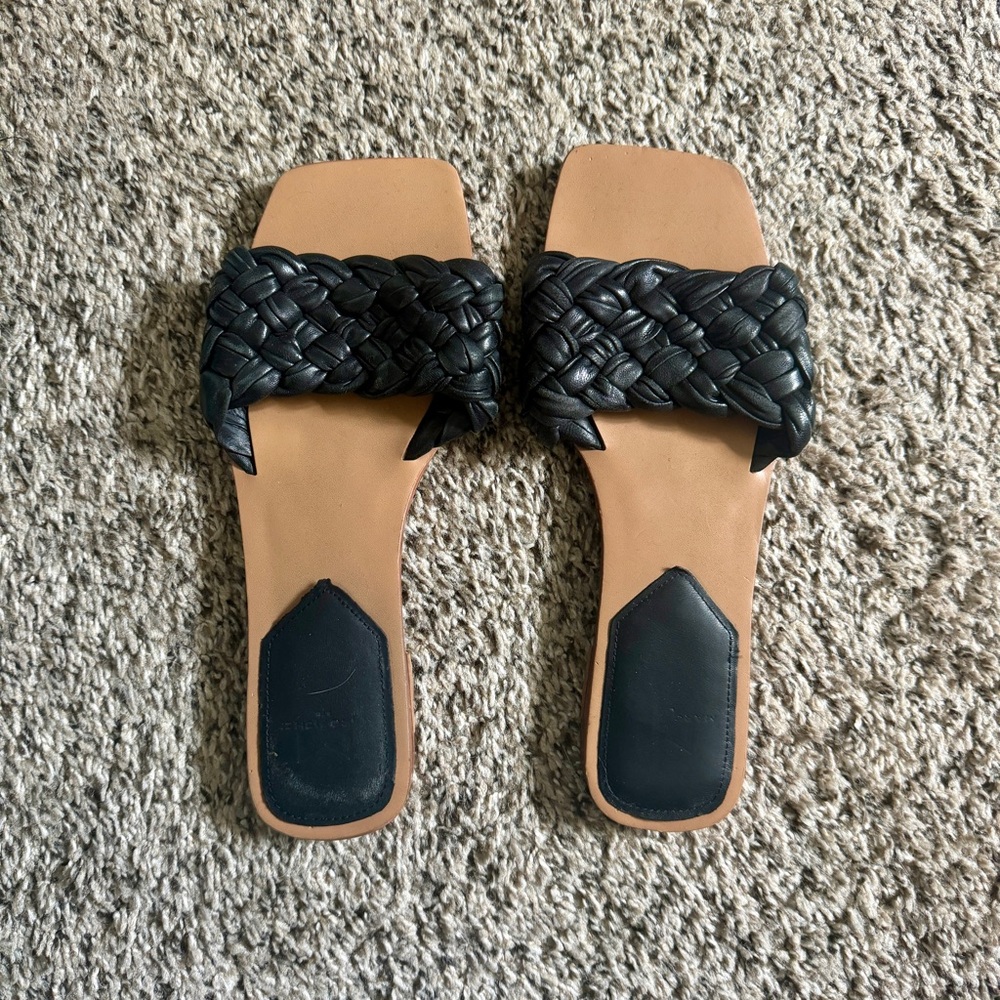 Marc Fisher Braided Black Flat Sandals